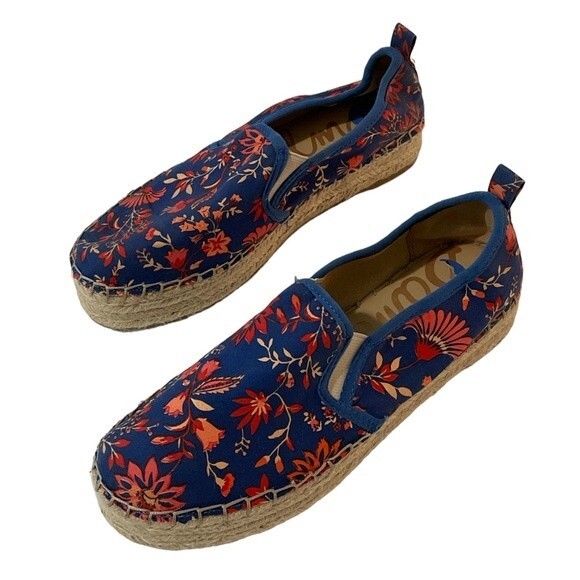 Sam Edelman‎ Carrin Blue Floral Slip-On Espadrilles Size 7.5 - Picture 2 of 12